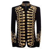 Party Men's Suit Black Coat Gold Embroidery Velvet Blazer DJ Singers Nightclub Stylish Suit Jacket Stage Wears MartLion   