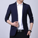 Spring Autumn Suits Men's Smart Casual Slim Fit Korean Solid Color Suits Professional Wear Blazer Jacket Mart Lion Navy 2 button S 45-50 KG 