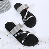 Vintage Wear Slippers Women Round Head Sequin Rhinestone Light Sandals Summer Non-Slip Flip Flops MartLion   