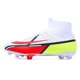 Football Shoes Men's Soccer Spikes Cleats Ankle Protect Lightweight Elastic Non Slip TF AG Competition Training MartLion White 44 CHINA