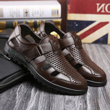 Leather Summer Men's Beach Sandals Hollow Outdoor Water Sport Sneakers Office Dress Casual Father Loafers Shoes Mart Lion   