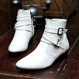 Leather Chelsea Boots Men White Dress Boots Men Casual High top Buckle Strap Formal Shoes Men Motorcycle Boots MartLion