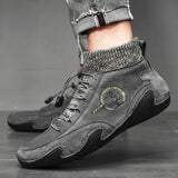 Men's Winter Ankle Boots Leather Boots Snow Casual Warm Shoes High Top Sneakers Outdoor Light Loafer MartLion   