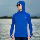  Men's Quick Drying Sport Long Sleeves with Hood Breathable Hooded Long Shirt Sun Protection Tees For Running Mart Lion - Mart Lion
