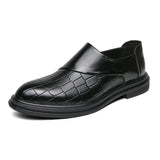 Retro Mixed-color Men's Dress Shoes Pointed Toe Leather with Zipper Comfy Office Zapatos De Vestir MartLion black 7832 38 CHINA