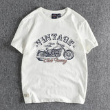 Summer American Retro Heavyweight Short-sleeved O-neck Motorcycle Printed T-shirt Men'sTops MartLion   