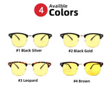 Semi-Rimless Night Vision Glasses for Driving Men's Yellow Polarized Lens Goggles Classic Square Driving Women Eyeglasses MartLion   