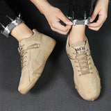 Ankle Boots Men's Spring Casual Sneakers Non Slip Khaki Work Shoes Short Loafers Lace Up Zapatillas Hombre MartLion - Mart Lion