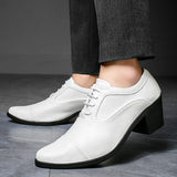 Men's Red  White Luxury Oxford Shoes Height Increase Patent Leather Formal Office Wedding High Heels MartLion White 823 38 