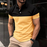 Men's casual short-sleeved  shirt  lapel button down shirt men's breathable T-shirt double color top MartLion X1 L 