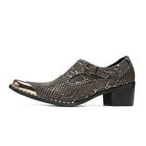 Trending Genuine Leather Dress Shoes Men's Retro High Heels Oxfords Docor Pointed Toe Formal MartLion   