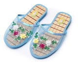Summer Casual Hollow Out Mesh Slippers Women House Slippers Sequin Flower Home Flat Shoes Lady Sandals Flip Flops Indoor Slipper Mart Lion light blue 36 