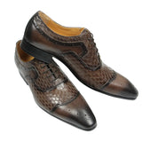 Men's Leather Shoes Engraving Printing Banquet Wedding Oxford Business Office Shoes Chocolate Black MartLion COFFEE 39 