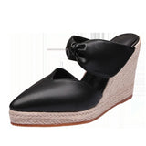 Summer Shoes Women High Heels Pointed toe Ladies Party Flat Platform Wedges Heels Black Pink MartLion   