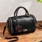 Women Shoulder Bag with Flower Pendant Ladies Totes Purse Boston Handbag Casual Female Messenger Crossbody Bags Mart Lion NVBAO77 black 25x14x15cm 