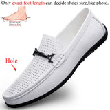 Men's Loafers Slip on White Leather Shoes Casual Spring Summer Autumn Luxury Designer Loafer Moccasins MartLion White(with Holes) 46 
