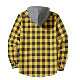 Men's Shirts Classic Plaid Casual Button Down Hooded Long Sleeved Double Pockets Shirt Hoodie Flannel Jacket Tops MartLion   