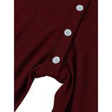 Men's Jumpsuit Retro Burgundy Top Solid Color Split Off Jumpsuit With Hat  Jumpsuit Single Breasted Suit Hooded Pajamas MartLion   