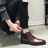 Men's Classic Retro Leather Chelsea Boots Ankle Casual British Style Short High-Top Shoes Mart Lion   