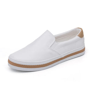 Spring Autumn Soft Leather Shoes Women Flats Ladies Loafers Casual White MartLion   