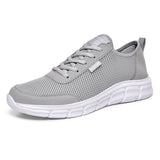 Mesh Men's Shoes Lac-up Casual Sneakers Breathable Lightweight Footwear Sport Trainers Zapatillas Hombre Mart Lion Light Gray 6 