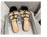 Summer Slides Women Rivets Slippers Open Toe Shoes Flats Sandals Outdoor Footwear Summer Cute Sandals Mart Lion   