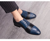 Mix-color Men's Brogue Shoes Leather Dress Low-heel Social zapatos hombre vestir MartLion   