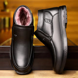 Men's Winter Autumn Genuine Leather Boots With Fur Winter Ankle Casual Snow Work Shoes MartLion   