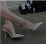 Luxury Crystal Sequined Women Pumps Elegant Thin High heels Spring Summer Chains Party Shoes Wedding Bridal MartLion   