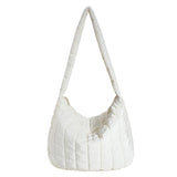 Women Winter Handbag Purses Cotton Crossbody Bag Female Pure Color Cotton Padded Large tote MartLion Beige 43cm 10cm 33cm 