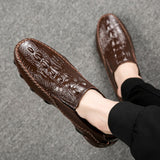 Crocodile Pattern Men's Loafers Genuine Leather Casual Shoes Moccasins Octopus Shape Boat Footwear Mart Lion   