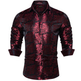 Luxury Men's Long Sleeve Shirts Red Green Blue Paisley Wedding Prom Party Casual Social Shirts Blouse Slim Fit Men's Clothing MartLion CYC-2062 S 