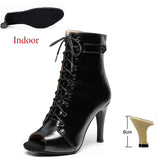 Latin Shoes Ladies Salsa Ballroom Party Women's Boots Yellow Black Girls High Heel Dance Boots MartLion Indoor Black 6cm 43 CHINA