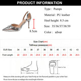 Silver High Heels Sandals Women Summer Punk Goth Pointed Toe Party Shoes Woman Metallic Thin Heeled Dress Pumps Ladies MartLion   