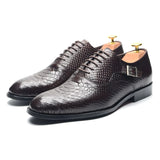 Handmade Cow Leather Men's Oxfords Snakes Print Banquet Ceremony Wedding  Lace Up Buckle Dress Shoes Office Footwear MartLion   
