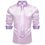 Men's Shirts Long Sleeve Stretch Satin Social Dress Paisley Splicing Contrasting Colors Tuxedo Shirt Blouse Clothing MartLion   