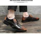 Brown Brogue Men's Formal Shoes Pointed Leather Wedding Party Lace-up zapatos hombre MartLion - Mart Lion