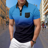 Men's Short sleeved Polo Shirt Summer European and American Street Casual Pocket Lapel Top Men's MartLion