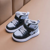 Autumn Winter Children Board Shoes Baby Soft Warm Sports Boys Girls Cotton Kids Mid-top Running MartLion GRAY 24 