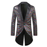 Shiny Gold Sequin Glitter Embellished Blazer Jacket Men's Nightclub Prom Suit Blazer Homme Stage Clothes For singers Mart Lion Rainbow M 
