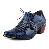 Men's Dress Shoes Patent Leather Formal Luxury Brand Office Weding Footwear High Heel Shoes MartLion Blue 38 