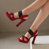 Summer Black Green Women Sandals Platform High Heels Lady Shoes MartLion Red 8.5 