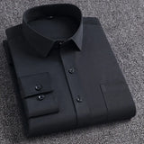 Classic Men's  Shirt Long Sleeve Casual Office Wedding Solid Formal Social MartLion 211 39 Size 170CM 60KG 