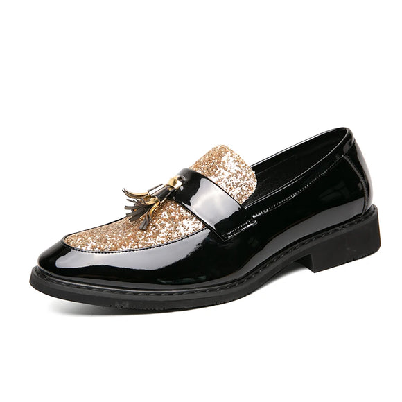 Luxury Men's Shoes Loafers Casual Leather Nightclub Party Tassel Black Platform MartLion   