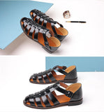 Men's Leather Sandals Trendy Summer Roman Shoes Casual Soft Beach Footwear Flats Mart Lion   