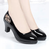 Women Classic Pointed Toe Spring Slip on Square Heel Pumps Elegant Shoes MartLion q 40 