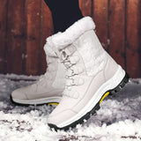 Winter Women Snow Boots Female Outdoor Boots Concise Boots Waterproof Plush Ladies Cotton-padded Shoes MartLion   