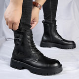 Men's English Style Thick Sole Design Men Boots  Layer Leather Casual Boots