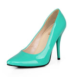 Glamour Blue Beige Women Formal Pumps Classic Stiletto Heels Lady Nude Shoes MartLion Green 11 