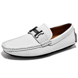 Men's Penny Loafers Genuine Leather Moccasin Driving Shoes Casual Slip On Flats Boat Mart Lion White 6.5 China
